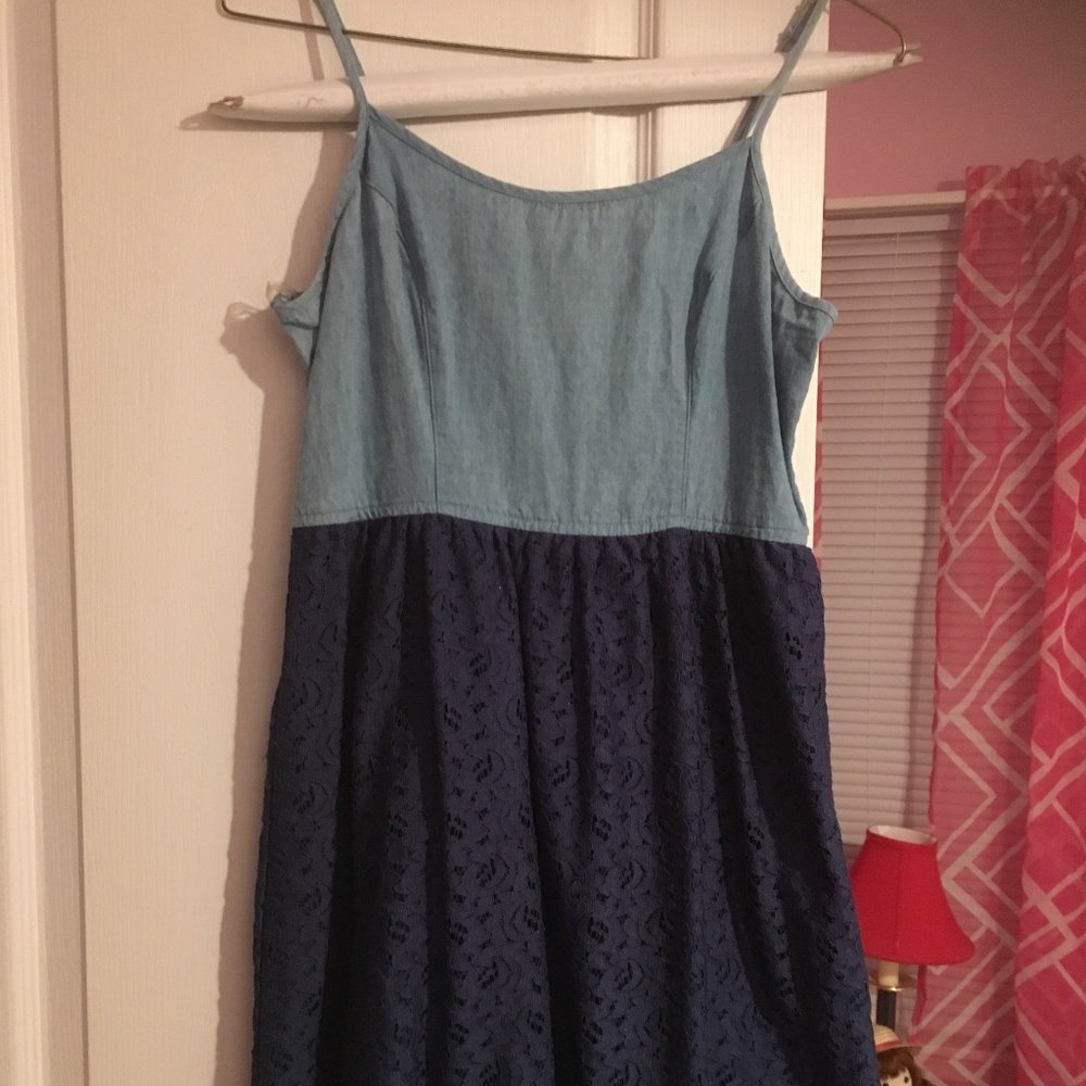 Mossimo Denim and Lace Dress, Cute Navy Jumper L